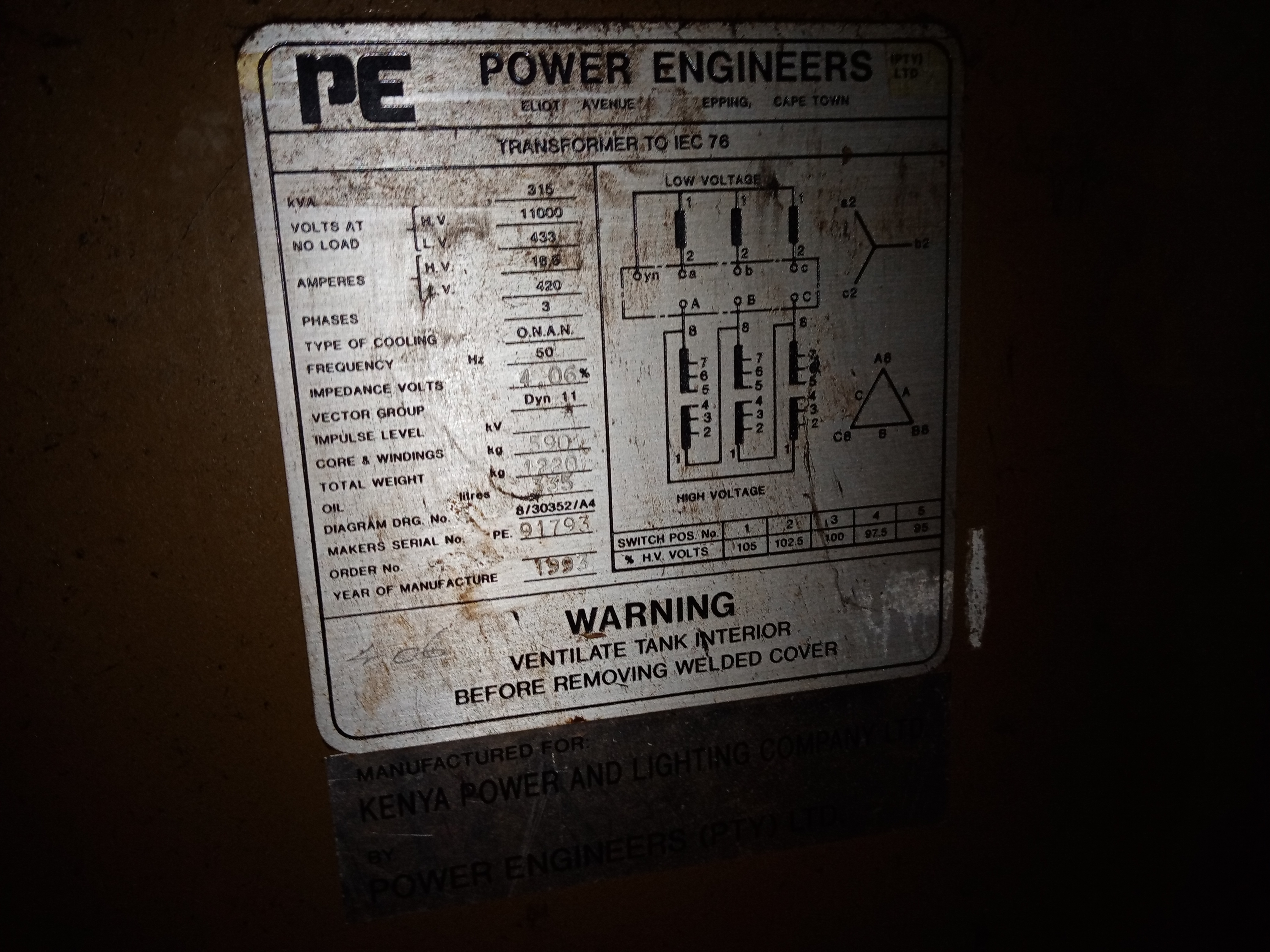 image of a transformer name plate